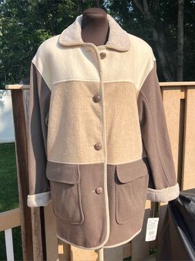 Vtg Herman Kay Women’s Wool Blend Color Block Button Front Jacket Size 10 NEW